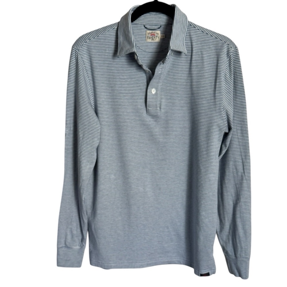 Faherty Polo Top Striped Movement Long Sleeve Mens size XS X-Small